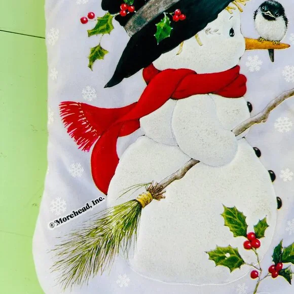 Vintage Christmas Stocking Snowman Ruth Morehead Xmas Stocking Snowman Decor - Picture 3 of 10